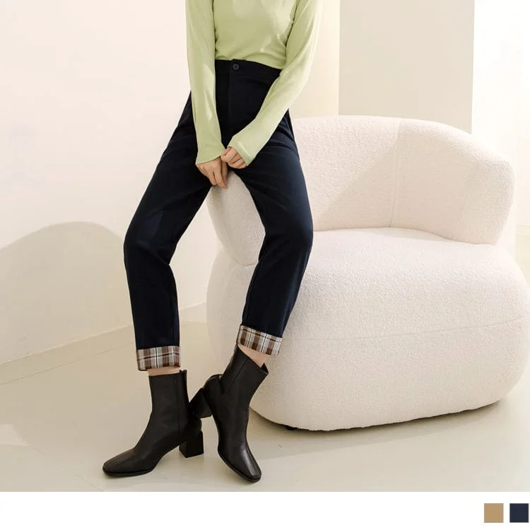 Shop affordable clothing for less – Big discounts online now.  MEDIUM WAIST WOOLEN CHECKED PATCHED STRAIGHT PANTS