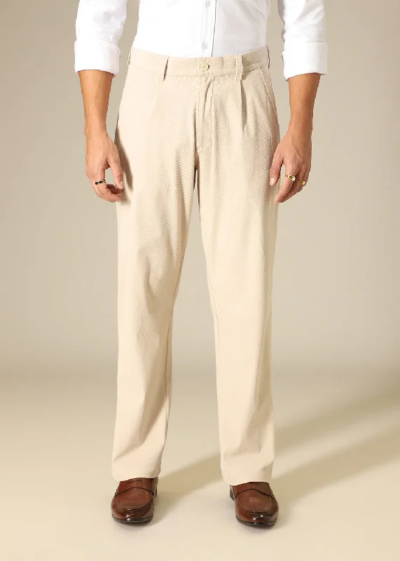 Shop the best in men’s fashion for less – limited-time sale!  Beige Textured Corduroy Pant