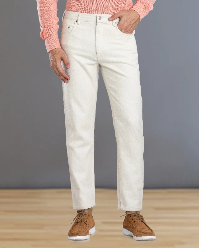 Shop the best clothing sale – Limited-time offer.  Cream Wool Jeans