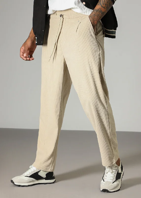Exclusive offers on men’s wardrobe essentials – save more now!  Cream Drawstring Corduroy Pant