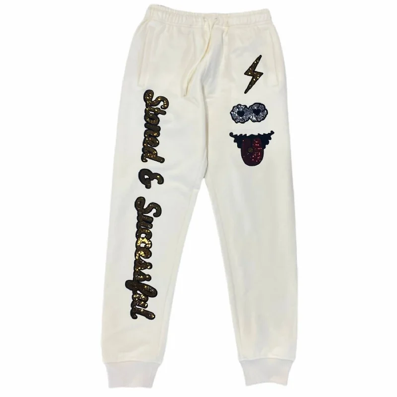 Shop now for affordable fashion – Enjoy free shipping on clothing orders.  Men's Rhinestone Stoned Joggers In Eggshell