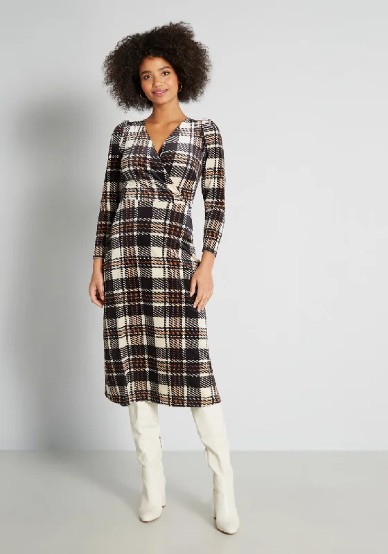 A Plaid Habit Midi Dress