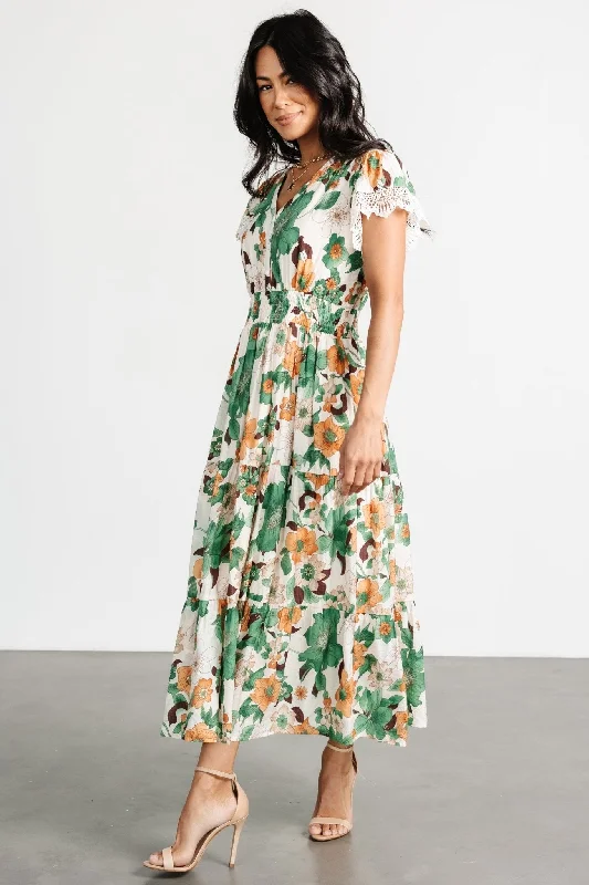 Aliyah Midi Dress | Green Floral