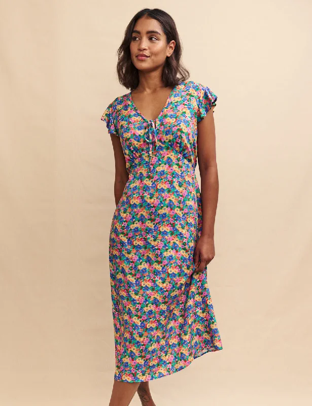 Floral Printed Lily Midi Tea Dress