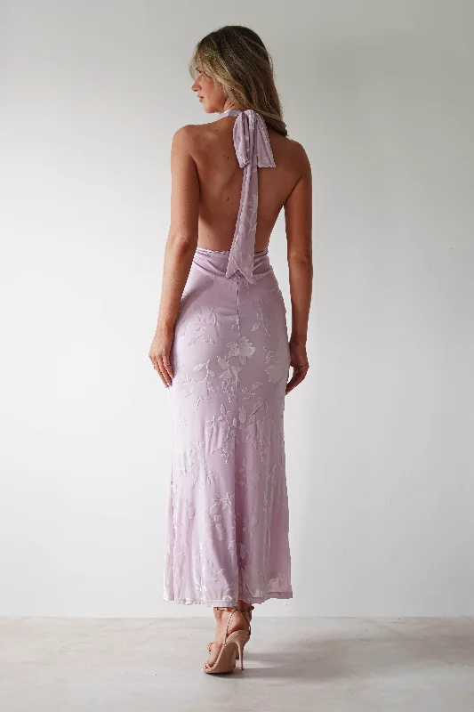 Tara Floral Jacquard Maxi Dress | Light Lilac