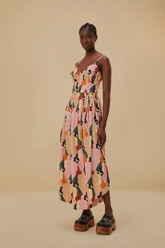 The Kiss Multicolor Sleeveless Midi Dress