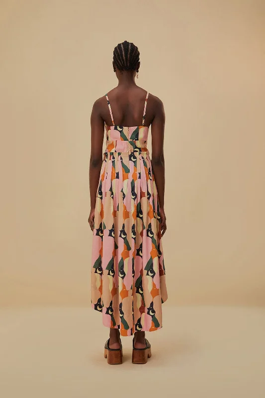 The Kiss Multicolor Sleeveless Midi Dress