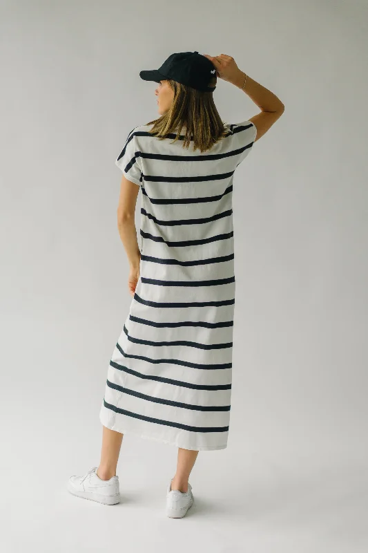 The Seabolt Striped Midi Dress in Black + Off White