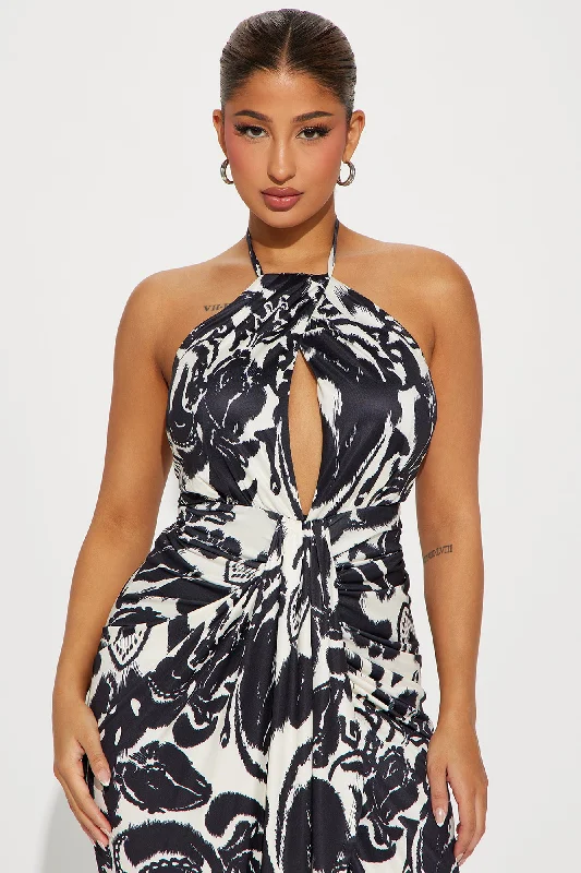 Tropical Energy Midi Dress - Black/combo