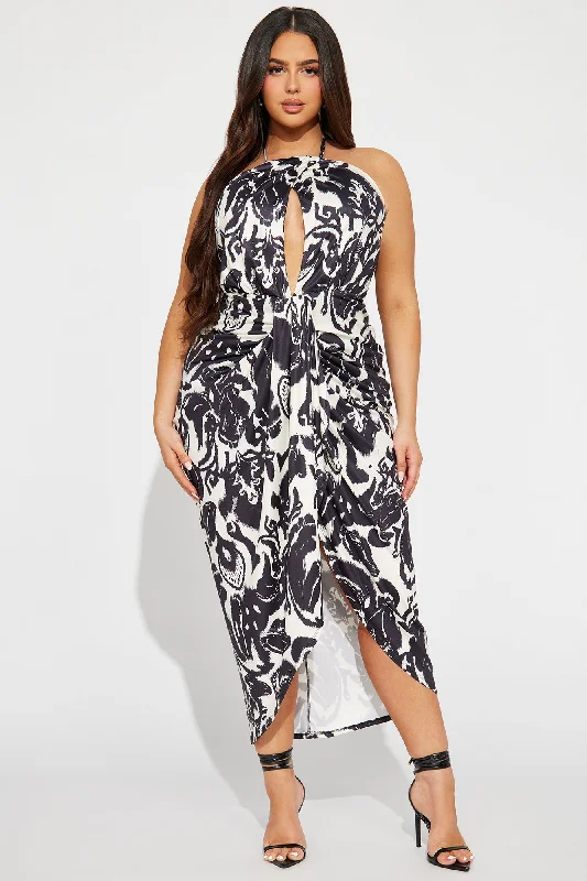 Tropical Energy Midi Dress - Black/combo