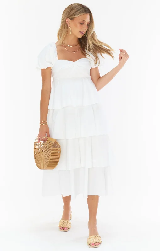 Va Va Midi Dress ~ White Poplin