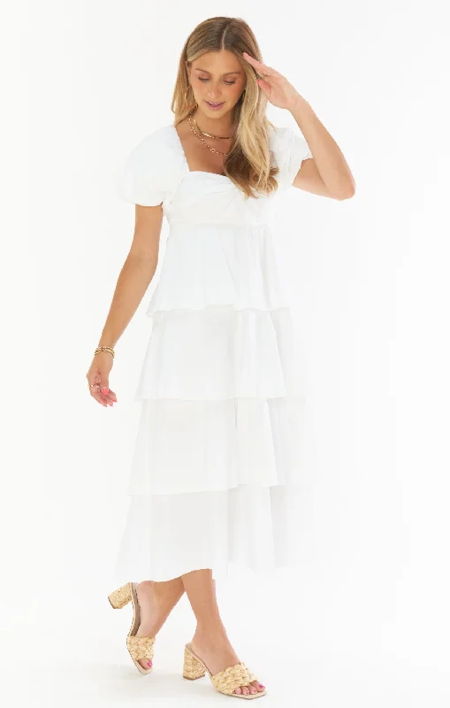 Va Va Midi Dress ~ White Poplin