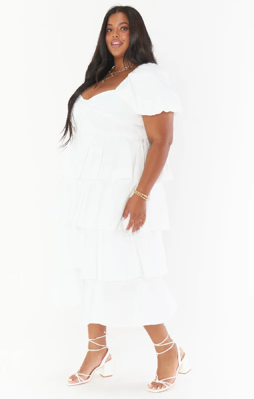 Va Va Midi Dress ~ White Poplin