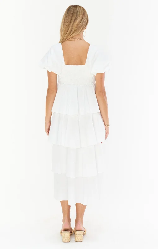 Va Va Midi Dress ~ White Poplin