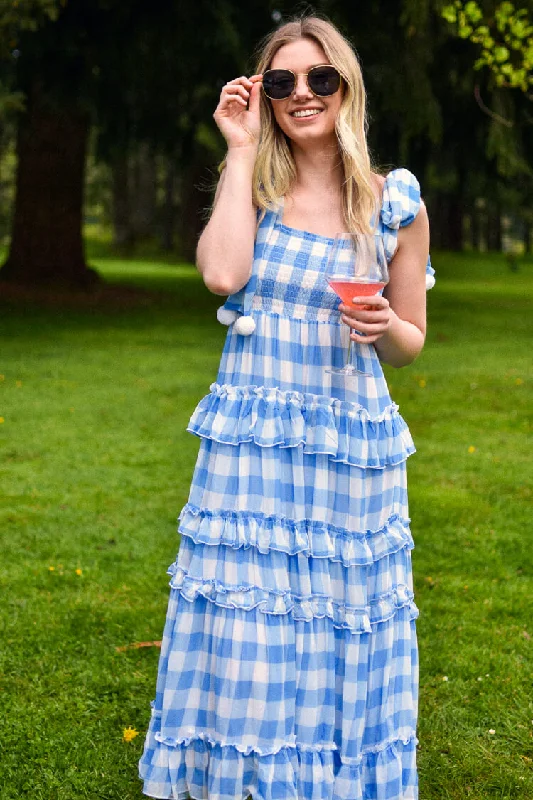 Berenice Blue and White Gingham Dress - FINAL SALE