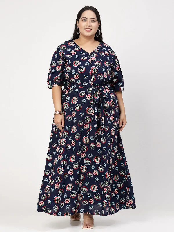 Floral Printed V-Neck Maxi Dress