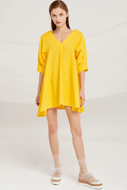 Isabella V-Neck Puff Sleeve Dress