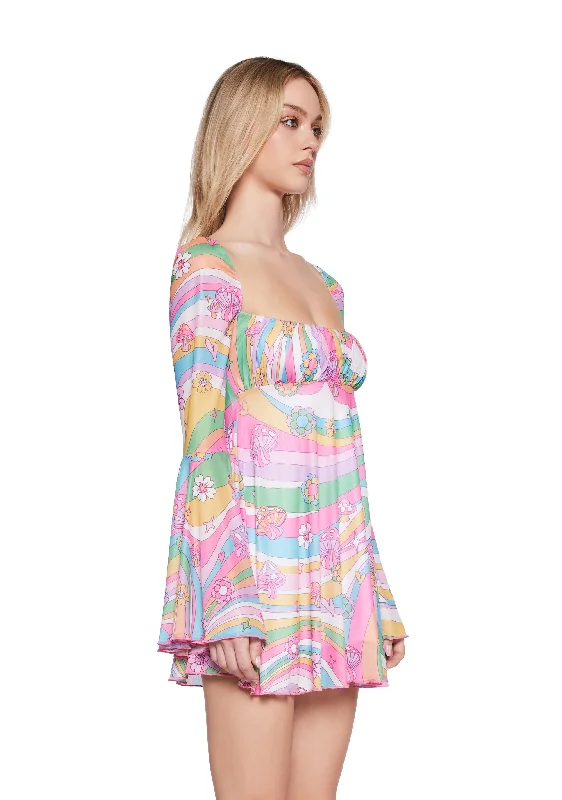 Technicolor Dreams Bell Sleeve Dress