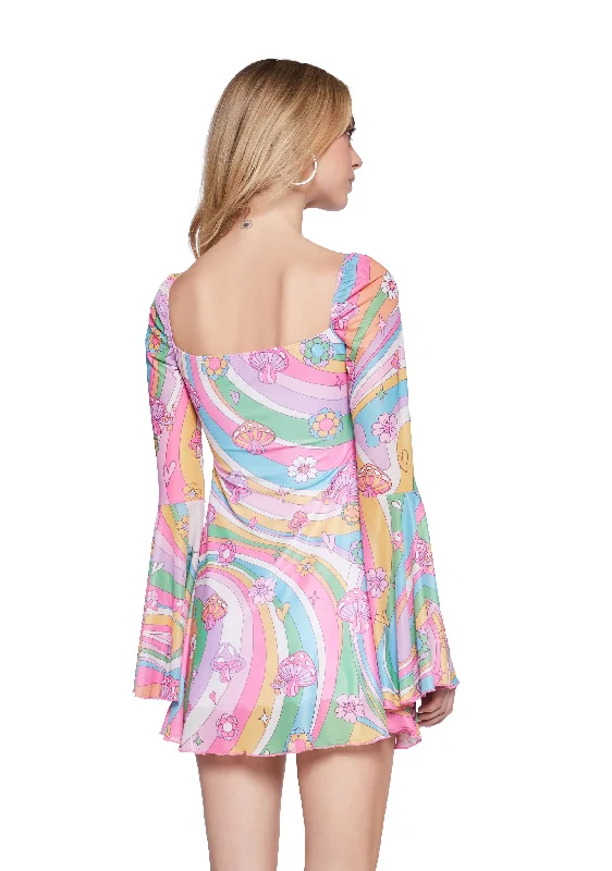 Technicolor Dreams Bell Sleeve Dress