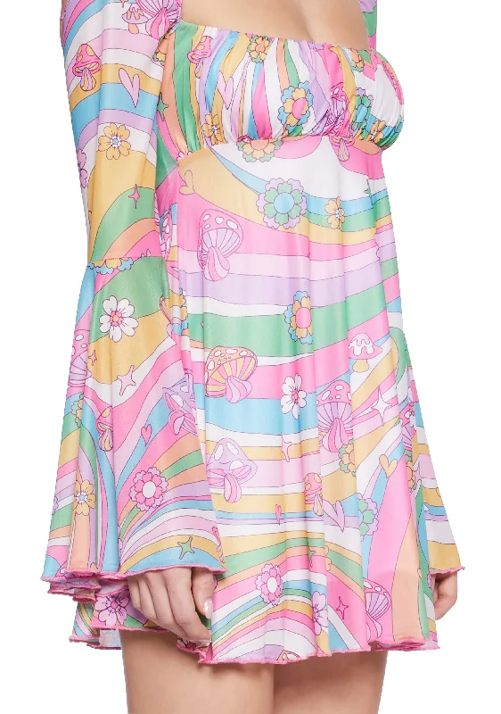 Technicolor Dreams Bell Sleeve Dress