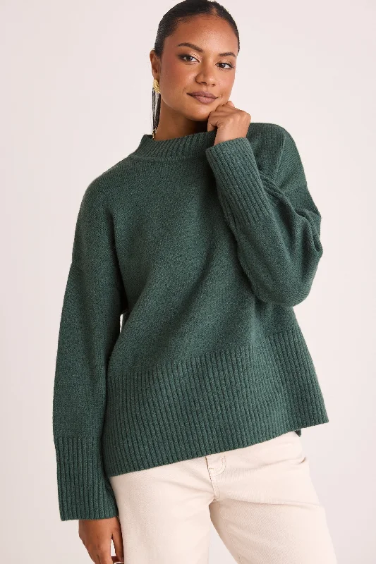 Alaska Forest Funnel Neck Knit Jumper