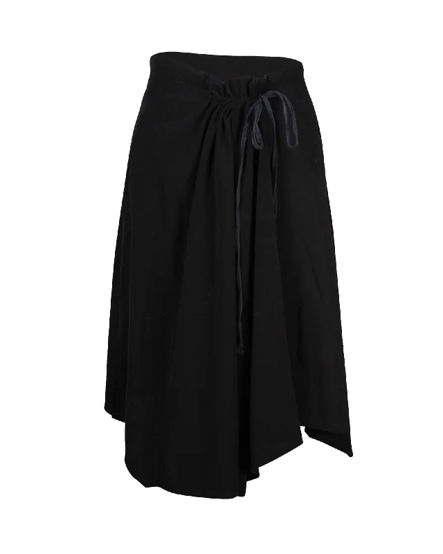 Ann Demeulemeester Drawstring Gathered Skirt in Black Wool