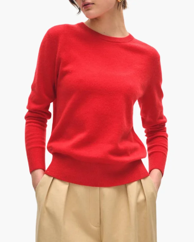 CASHMERE CORE CREWNECK IN BRIGHT SCARLET