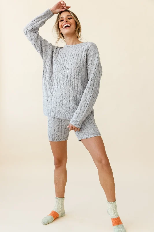 Colorado Cable Knit Sweater Grey