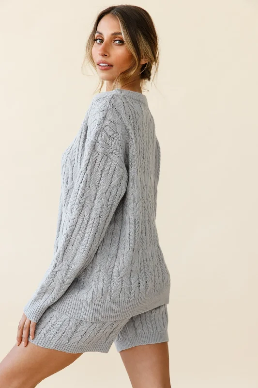 Colorado Cable Knit Sweater Grey