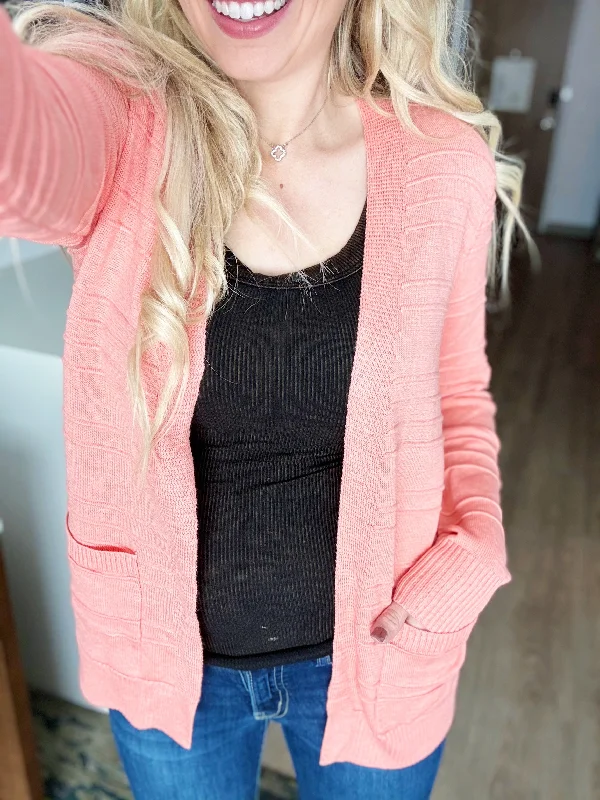 Lookin Good Girl Cardigan in Coral