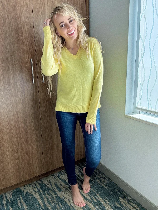 Over and Over Again V-Neck Sweater in Yellow