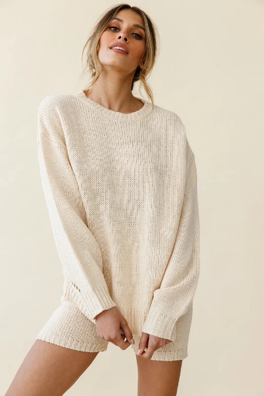 Denver Long Sleeve Knit Sweater Cream