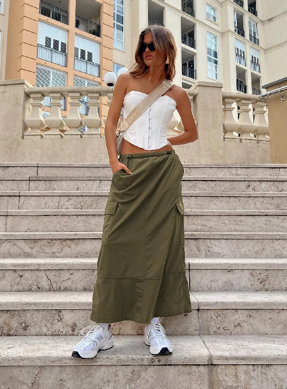 Ferguson Parachute Maxi Skirt Khaki