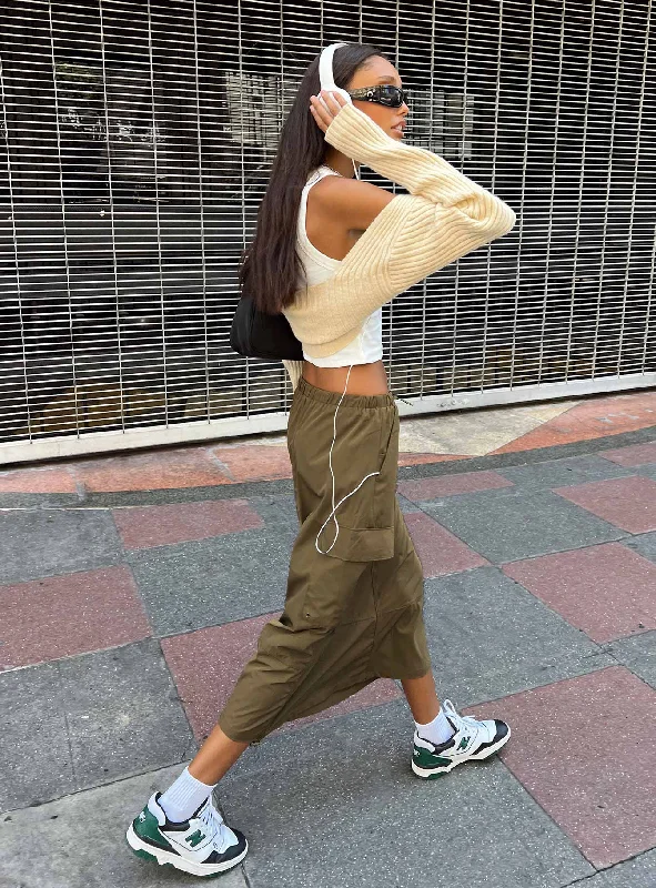 Ferguson Parachute Maxi Skirt Khaki