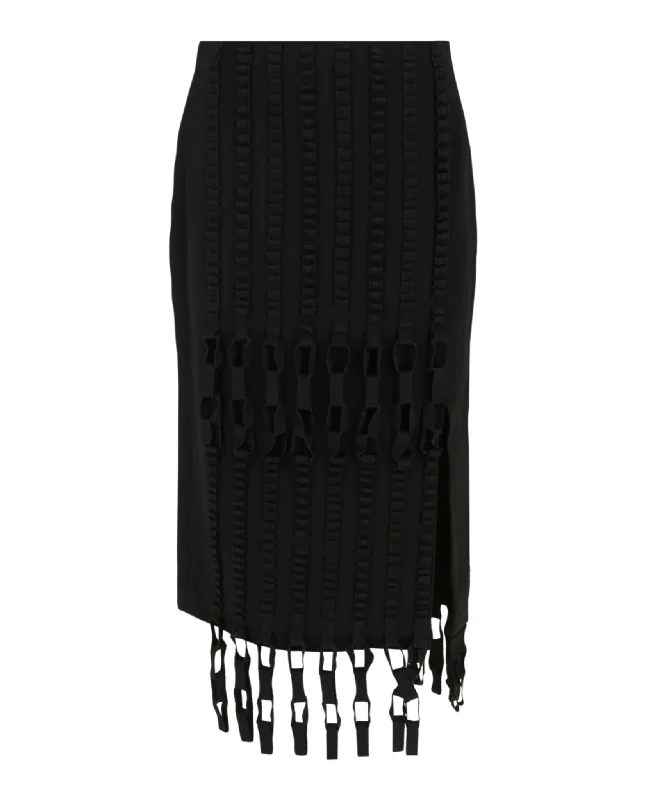 Fringe Hem Maxi Skirt