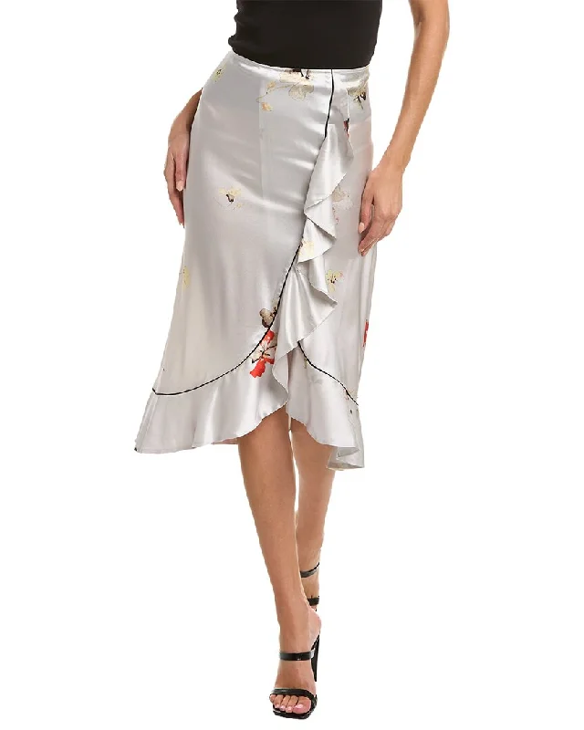 GANNI Satin Silk-Blend Skirt