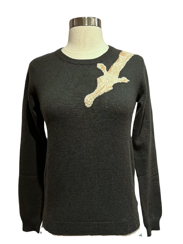 GIRAFFE CREW NECK SWEATER IN KHAKI