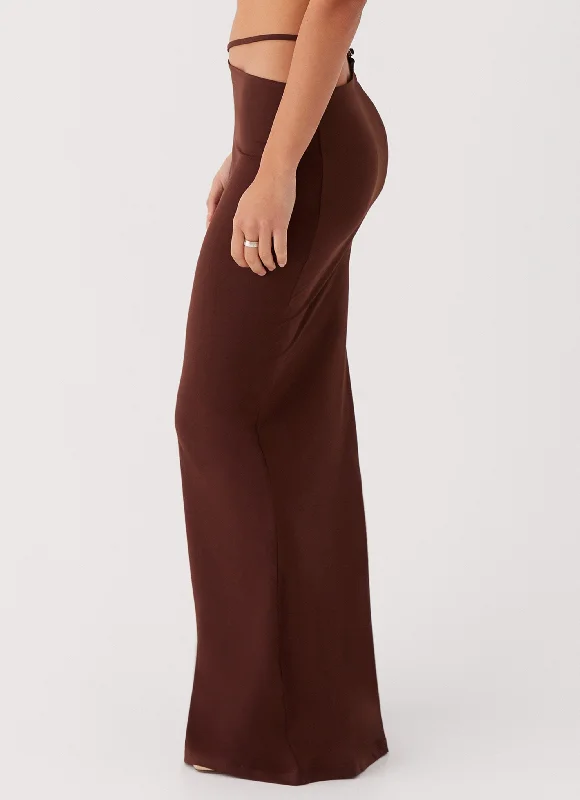 Like You Do Low Rise Maxi Skirt - Chocolate