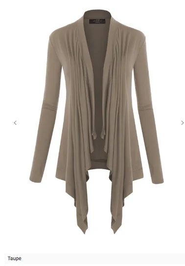 Long Sleeve Draped Open Front Cardigan