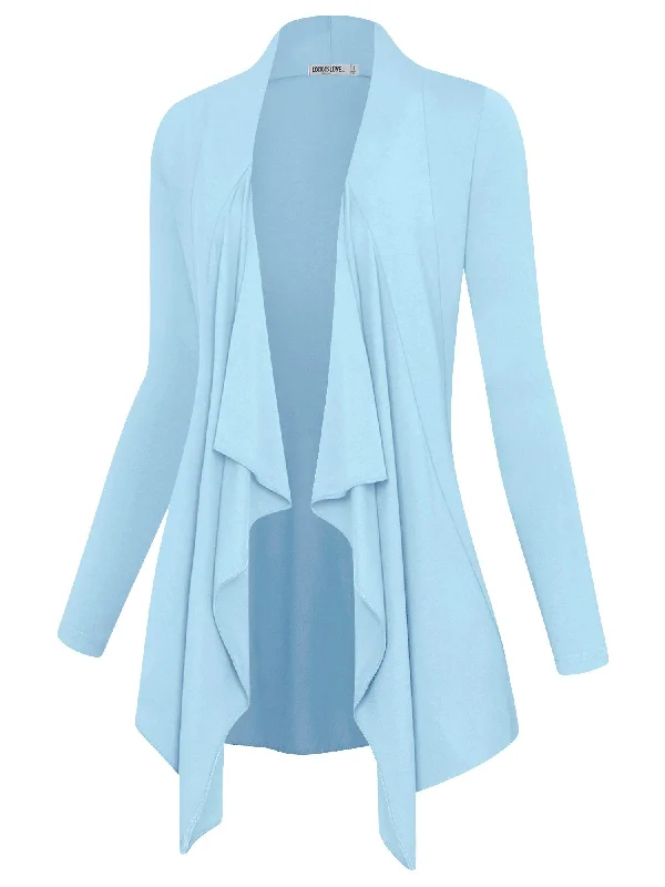 Long Sleeve Draped Open Front Cardigan