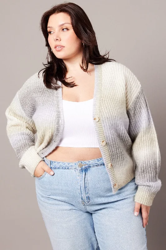 Multi Knit Cardigan V-neck