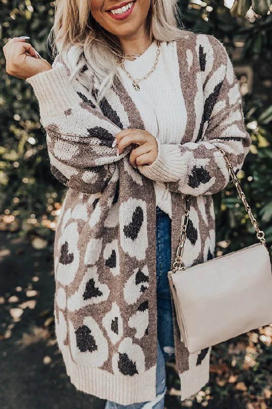 Northern Chill Leopard Cardigan In Mocha Curves