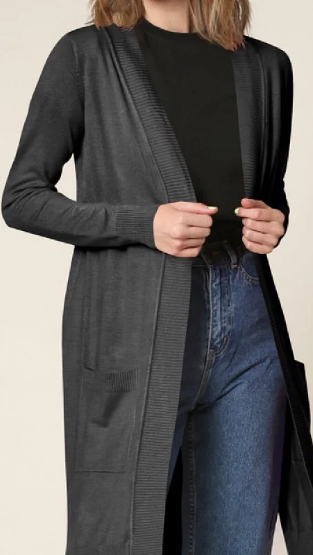 Premium Viscose Knit long pocket cardigan