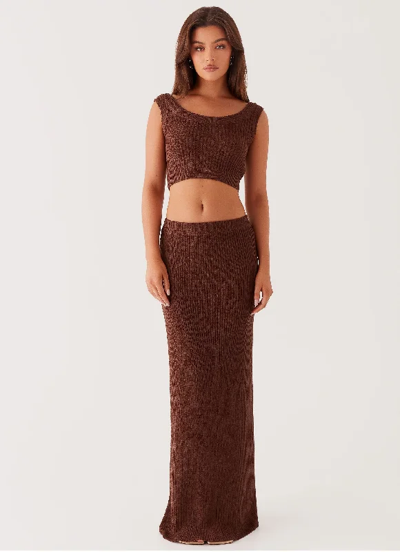 Season Fever Maxi Skirt - Chocolate