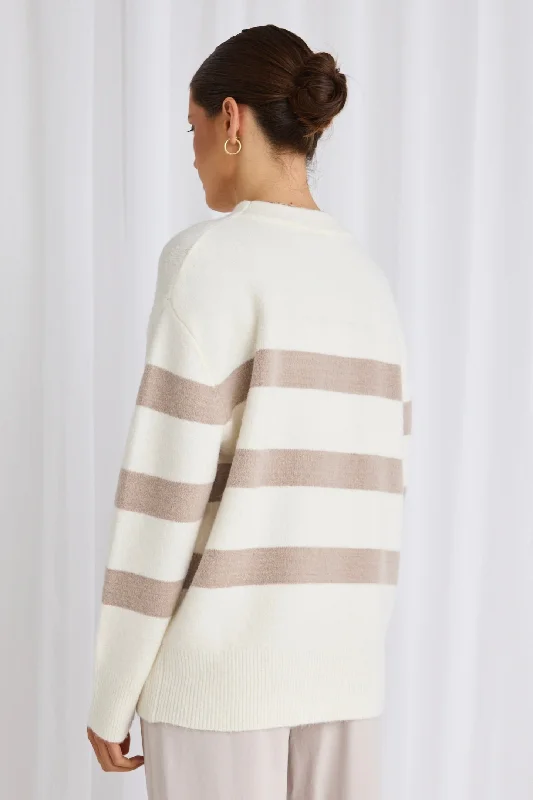 True Natural Stripe Crew Knit Jumper