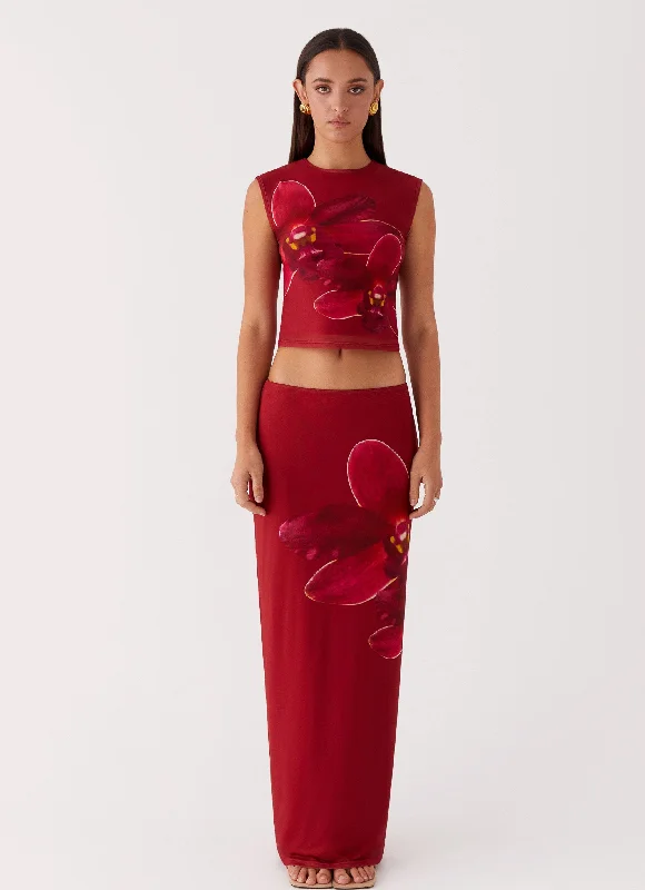 Waiting For Dawn Mesh Maxi Skirt - Rosa