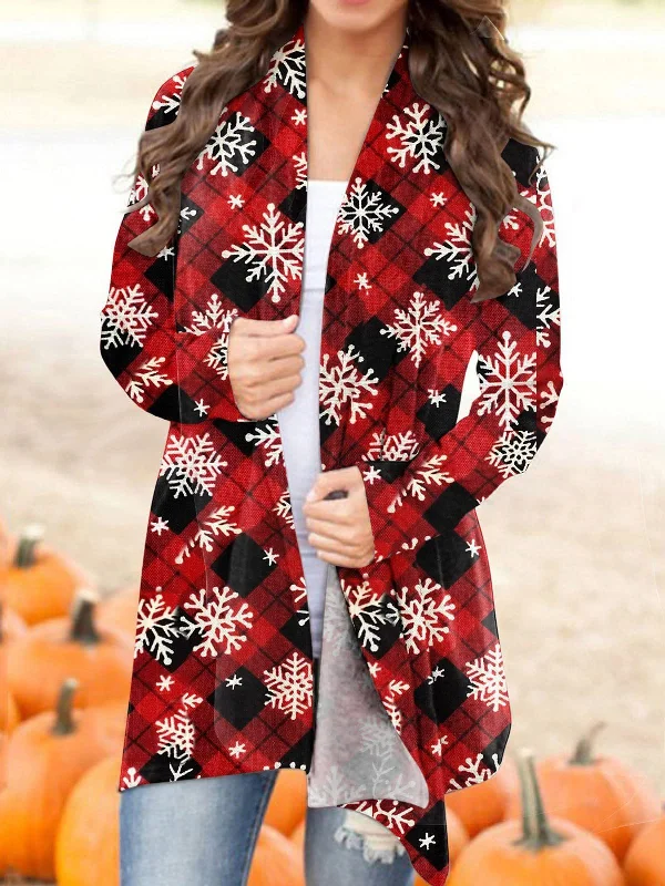 Women's Cardigans Christmas Print Long Sleeve Cardigan