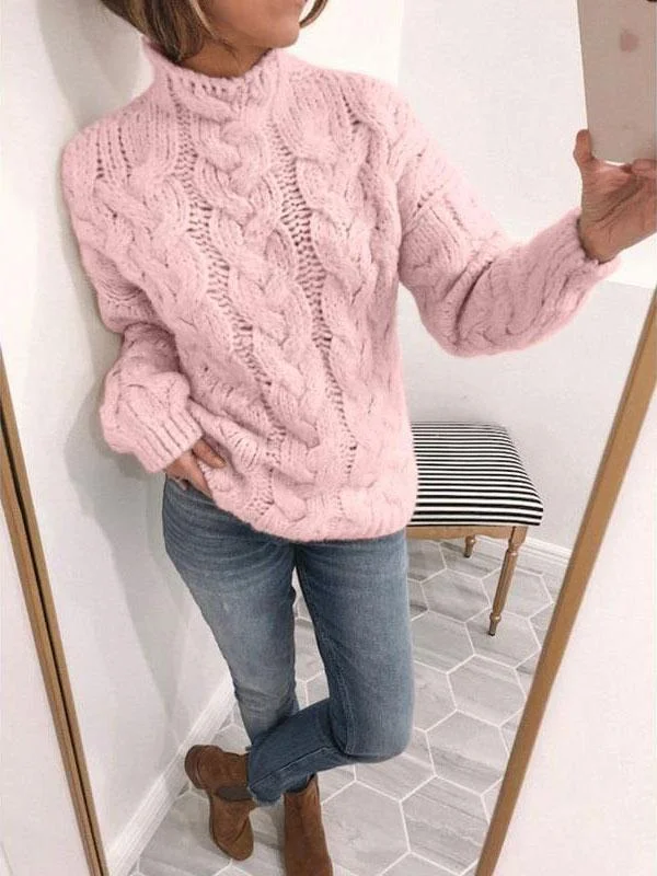 Women's Sweaters Cute Round Neck Long Sleeve Sweater