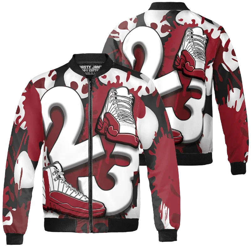 NastyJamz Cherry 12s Jacket Match Number 23 Paint White Monochrome Ball  3D All-Over Print