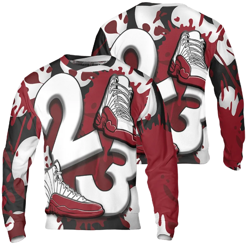 NastyJamz Cherry 12s Sweatshirt Match Number 23 Paint White Monochrome Ball  3D All-Over Print